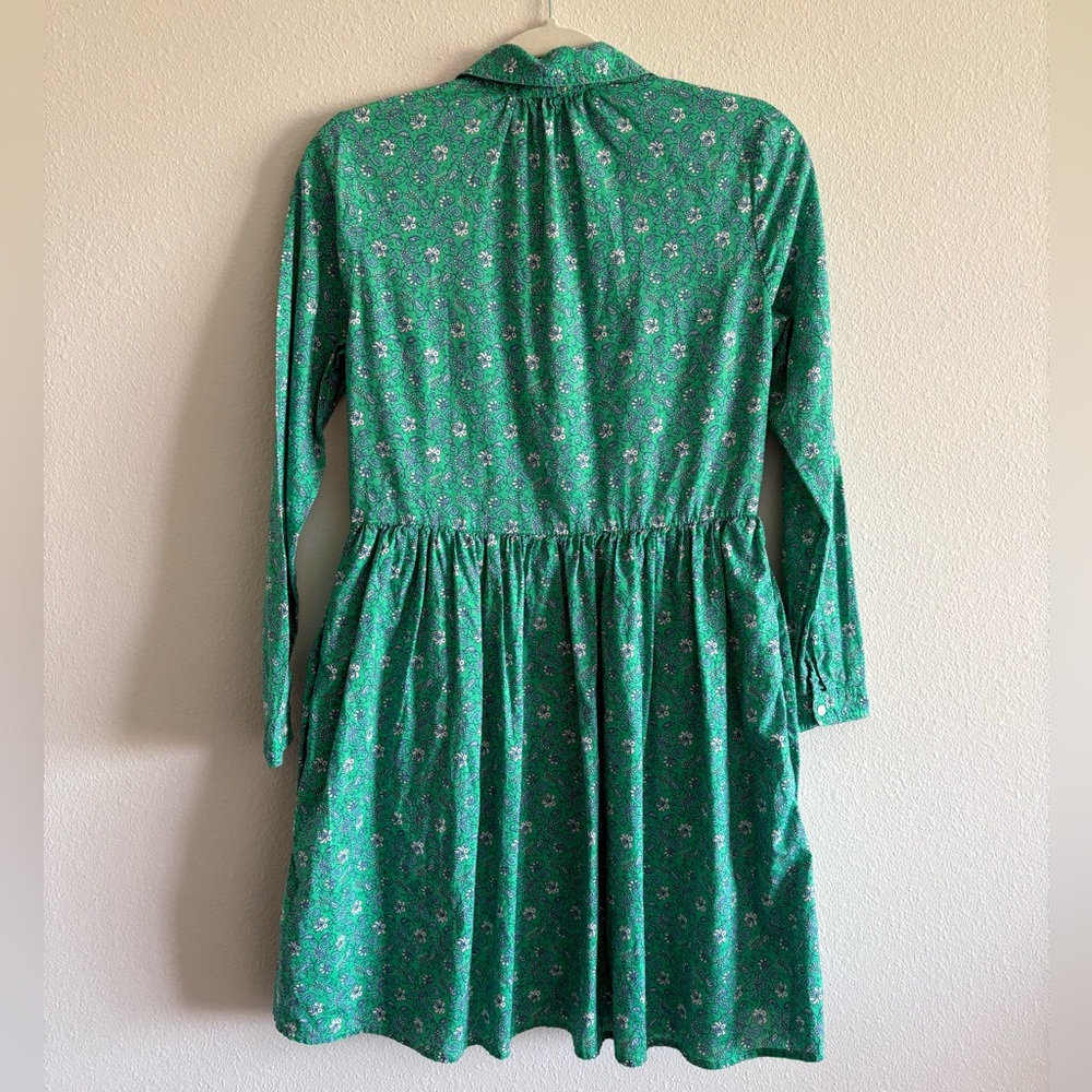J. Crew Factory Printed Cotton Mini Shirtdress Sundress Women’s 0 Green BF854 - Picture 6 of 8